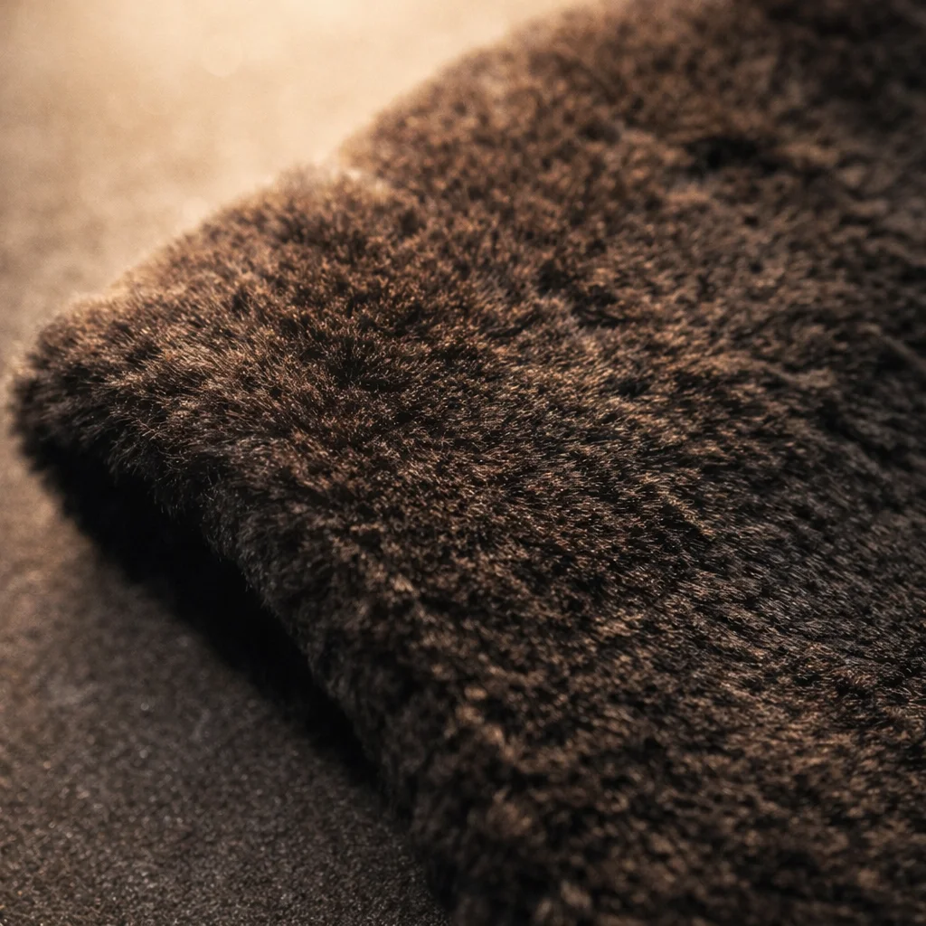 Close-up texture detail of the ultra-plush self heating cat bed surface material