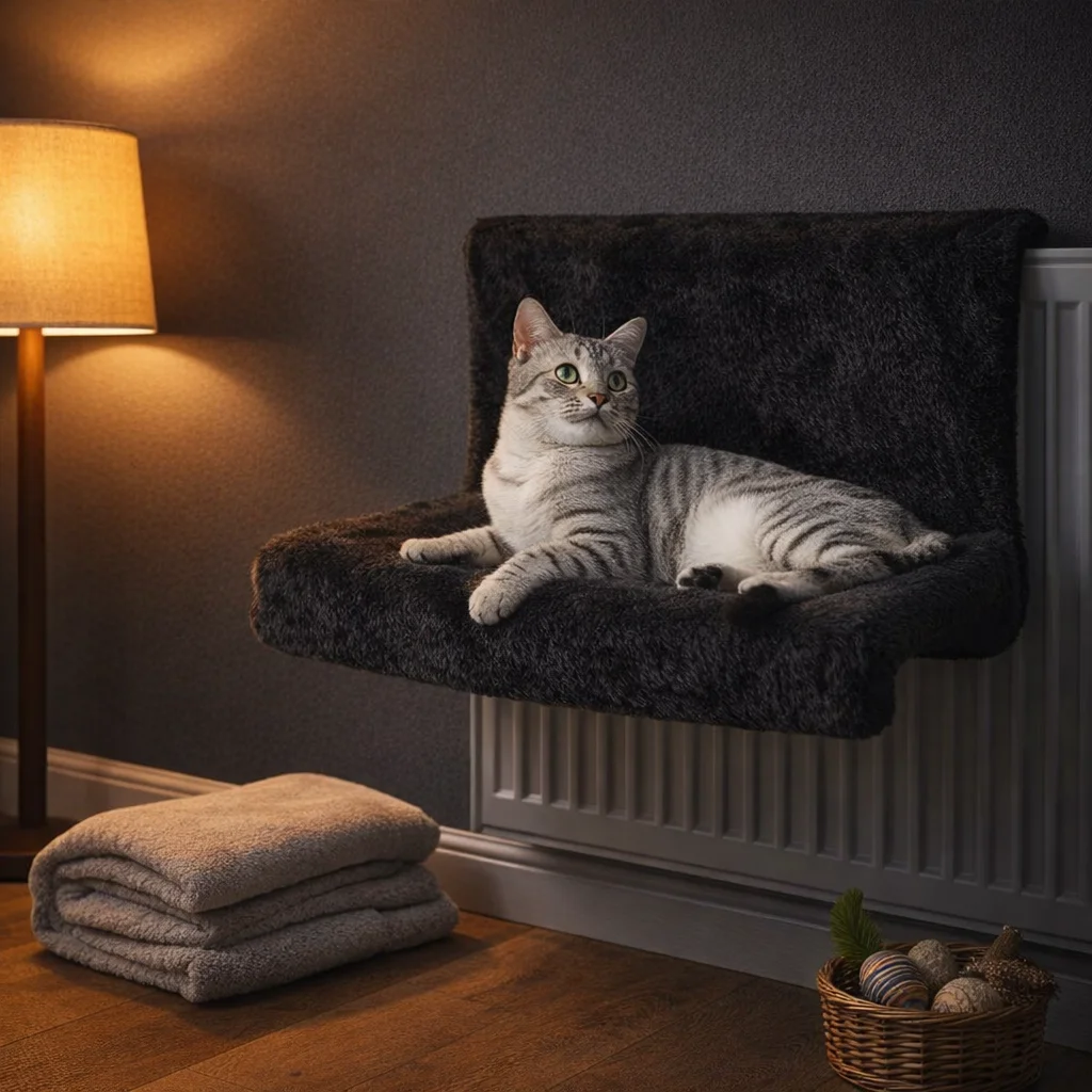 Luxury Radiator Cat Heat Bed Hammock - lifestyle view